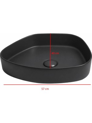 Smanni - Aquarius Trap Tezgah Üstü Lavabo Mat Siyah Outlet - LV1152-202-