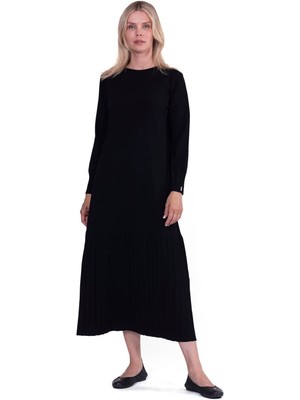 Invee Viola Triko Elbise Siyah