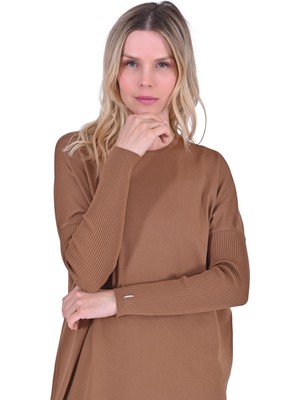 Invee Sıkma Kol Triko Elbise Toprak