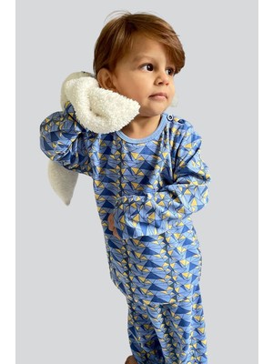 Breeze Erkek Bebek Pijama Takımı Renk Üçgeni 9 Ay-3 Yaş, Açık Mavi