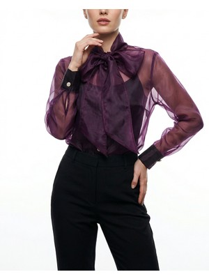 Societa Bordo Fiyonk Detaylı Organze Gömlek 10869