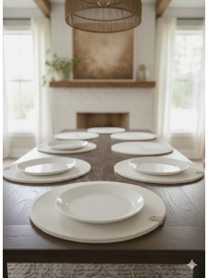 Denbu Tekstil Bohem ve Modern Rustik 6'lı Hasır Supla - 32 cm