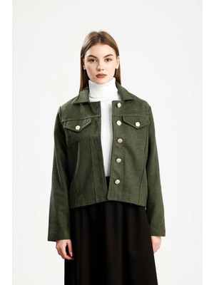 Pamuklu Kaşe Fıt Ceket Haki