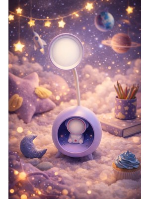 Seymen Bıçakçılık 1’li Astronot Figürlü Çocuk Masa Lambası Gece Lambası Dekoratif LED Aydınlatma