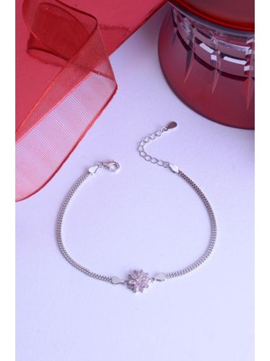 Innuendo Jewelry 925 Ayar Gümüş Pembe Lotus Bileklik