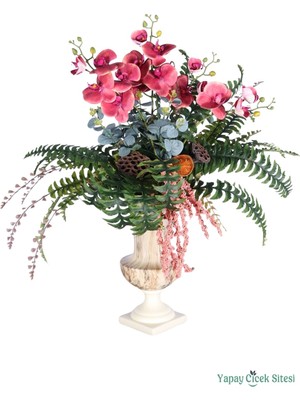 Yapay Çiçek Sitesi Seramik Saksıda Premium Yapay Çiçek Aranjmanı Model 3