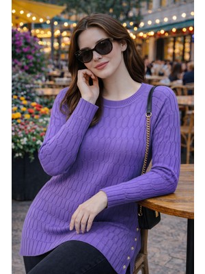 Stilmony Kadın Merserize Yırtmaçlı Genç Anne Mevsimlik Kazak