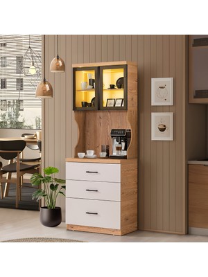 Setay Vitrinli Ünite, Liveo Kahve Köşesi, Çok Amaçlı Çekmeceli Camlı Kahve Ünitesi