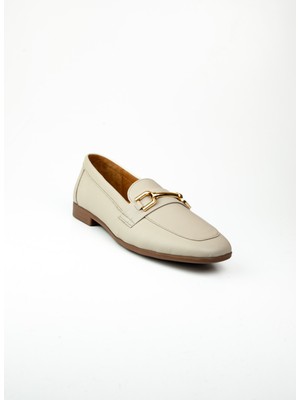 Moda Arena 5056 Bej Deri Kadın Babet