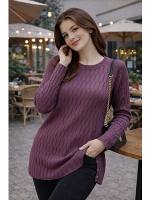 Stilmony Kadın Merserize Yırtmaçlı Genç Anne Mevsimlik Kazak