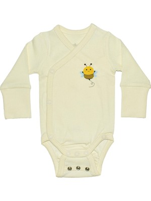 Organickid Naturel Bebek Kruvaze Uzun Kol Body