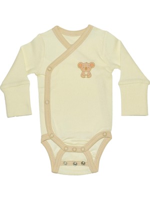 Organickid Naturel Bebek Bej Kruvaze Uzun Kol Body