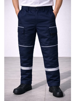 KETRA R Mavi/Gri Renk Detaylı Reflektörlü Kışlık İş Pantolonu