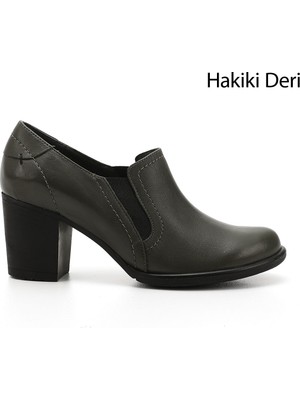 GÖNDERİ Kadın   Orta Kalın Topuklu Hakiki Deri Ayakkabı