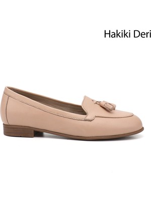 Gönderi(r) Kadın Ten Püsküllü Hakiki Deri Babet