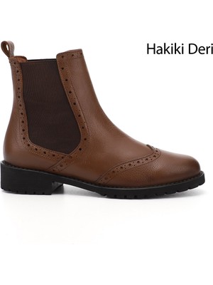 GÖNDERİ Kadın   Kauçuk Taban Hakiki Deri Chelsea Bot