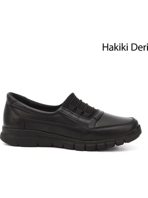 Gönderi(r) Kadın Siyah Dolgu Taban Hakiki Deri Comfort Ayakkabı