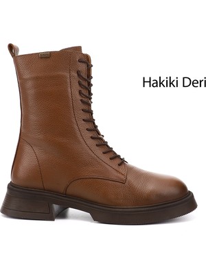 Gönderi(r) Kadın Taba Floter Fermuarlı Kalın Taban Hakiki Deri Postal Bot