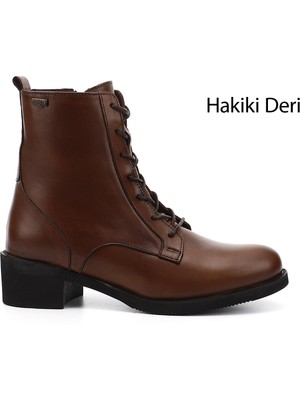 Gönderi(r) Kadın Taba Antik Fermuarlı Kauçuk Taban Hakiki Deri Postal Bot