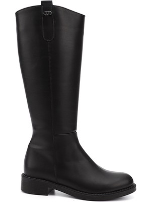 GÖNDERİ Kadın Siyah  Fermuarlı Termo Taban Çizme