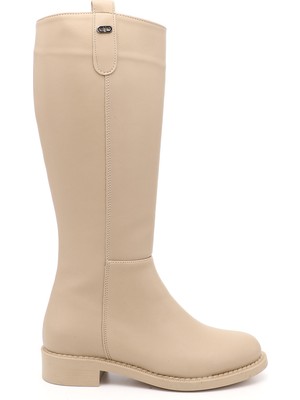 GÖNDERİ Kadın Nude  Fermuarlı Termo Taban Çizme
