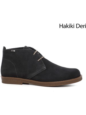GÖNDERİ Kadın Antrasit  Oxford Kalıp Kauçuk Taban Hakiki Deri Bot