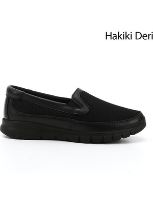 Gönderi(r) Kadın Siyah Dolgu Taban Hakiki Deri Comfort Ayakkabı