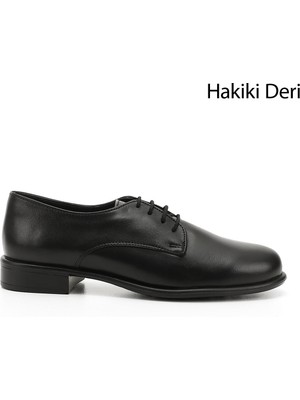 Gönderi(r) Kadın Siyah Bağcıklı Hakiki Deri Oxford Ayakkabı