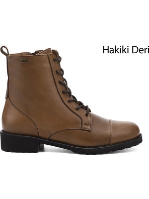 Gönderi(r) Kadın Vizon Antik Fermuarlı Kauçuk Taban Hakiki Deri Postal Bot