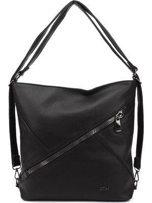 GÖNDERİ Kadın Siyah  Uzun Askılı Omuz ve Sırt Çantası