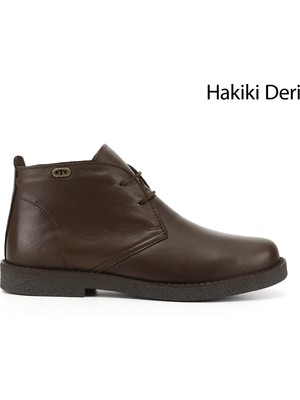 Gönderi® Kadın Kahve Antik Oxford Kalıp Kauçuk Taban Hakiki Deri Bot