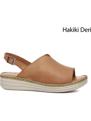 Gönderi(r) Kadın Taba Dolgu Topuk Hakiki Deri Comfort Sandalet