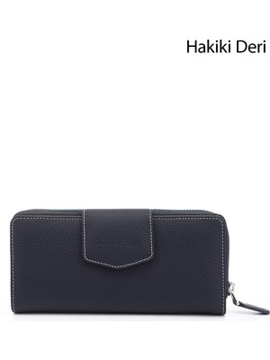 GÖNDERİ Lacivert  Gön Hakiki Deri Kadın Cüzdan 06909