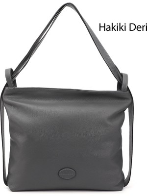 Gönderi(r) Kadın Gri  Hakiki Deri Omuz Ve Sırt Çantası