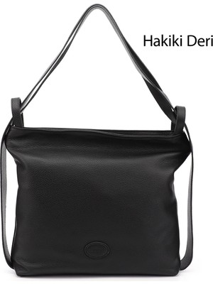 Gönderi(r) Kadın Siyah Floter  Hakiki Deri Omuz Ve Sırt Çantası