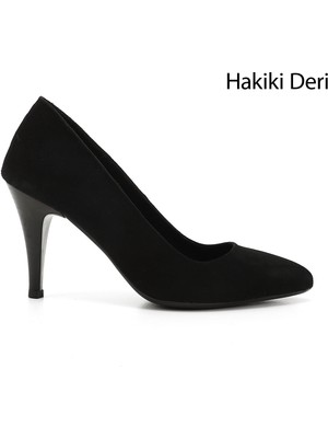 Gön Hakiki Deri Sivri Burun İnce Yüksek Topuklu Stiletto Kadın Ayakkabı 22354
