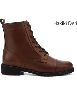 Gönderi(r) Kadın Taba Antik Fermuarlı Kauçuk Taban Hakiki Deri Postal Bot