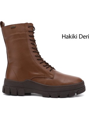 GÖNDERİ Kadın   Fermuarlı Kauçuk Taban Hakiki Deri Postal Bot