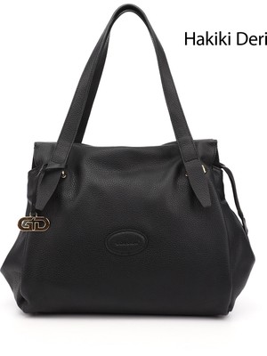 Gönderi(r) Kadın Siyah Floter Hakiki Deri El ve Omuz Çantası