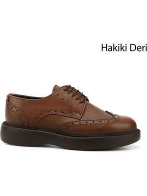 GÖNDERİ Erkek Taba  Bağcıklı Hakiki Deri Klasik Ayakkabı