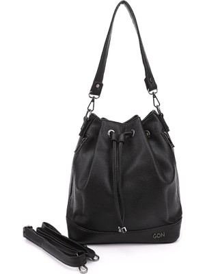 Gönderi(r) Kadın Siyah Floter Büzgülü Omuz ve Sırt Çantası