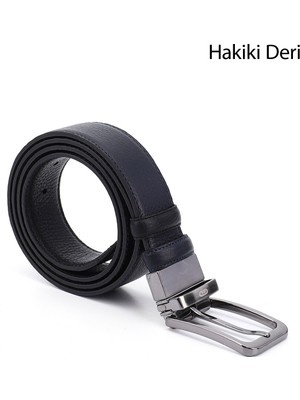 Gönderi(r) Erkek Siyah - Lacivert  Hakiki Deri 3,5 Cm Çift Taraflı Klasik Kemer
