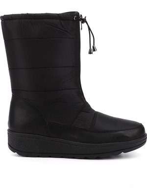 GÖNDERİ Kadın Siyah  Fermuarlı Termo Taban Comfort Kar Botu