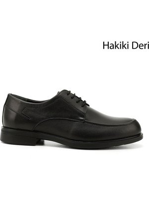 GÖNDERİ Erkek Siyah  Bağcıklı Hakiki Deri Klasik Ayakkabı