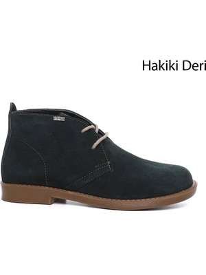 GÖNDERİ Kadın Petrol Yeşili  Kauçuk Taban Hakiki Deri Bot