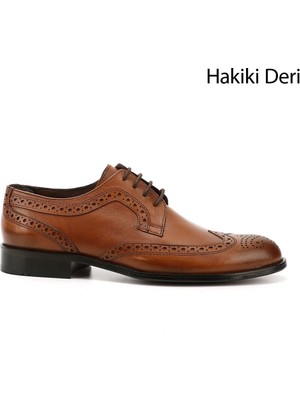 GÖNDERİ Erkek Taba Antik  Bağcıklı Kösele Taban Hakiki Deri Klasik Ayakkabı