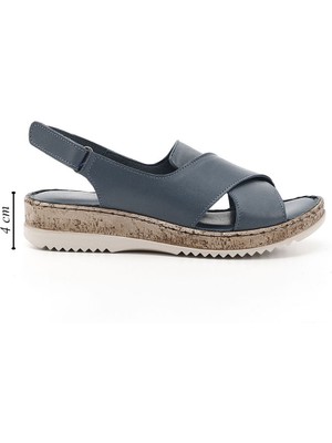 Gön Hakiki Deri Dolgu Taban Sandalet 45836