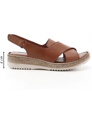 Gönderi(r) Kadın Taba Antik Cırt Bantlı Dolgu Topuk Hakiki Deri Sandalet