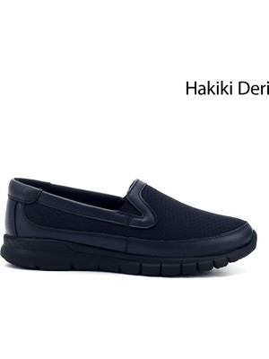 GÖNDERİ Kadın Lacivert  Dolgu Taban Hakiki Deri Comfort Ayakkabı