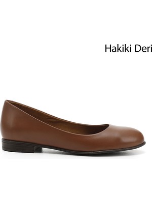 GÖNDERİ Kadın Taba Antik  Hakiki Deri Babet